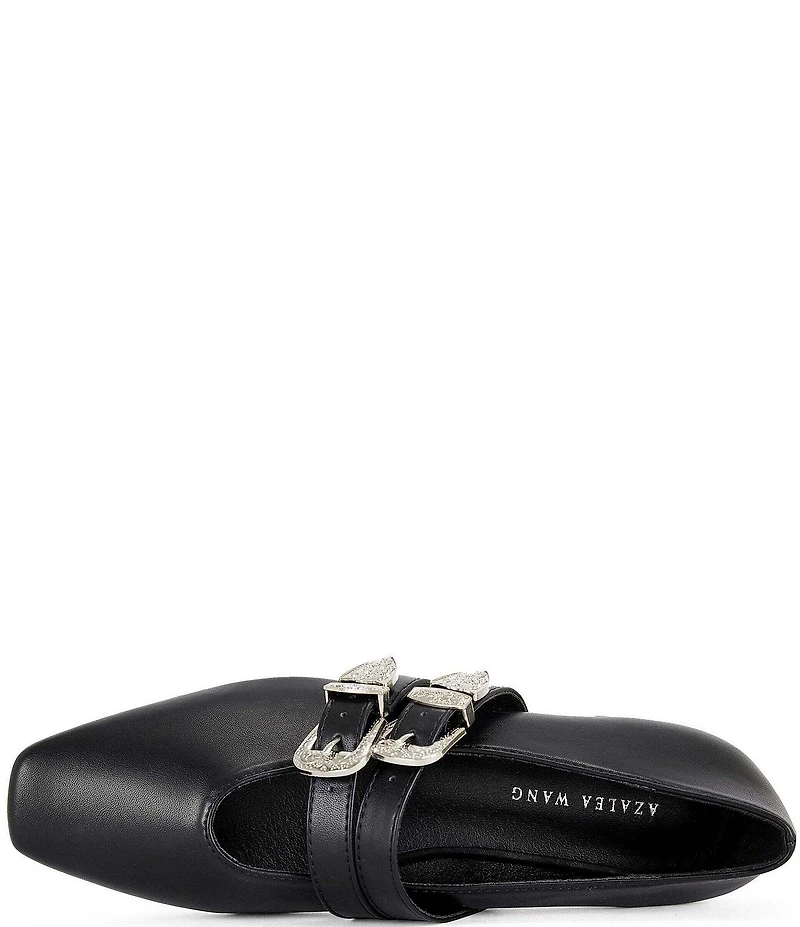 Azalea Wang Marius Western Buckle Double Strap Mary Jane Ballet Flats