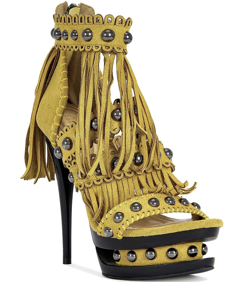 Azalea Wang Marova Studded Fringed Platform Sandals