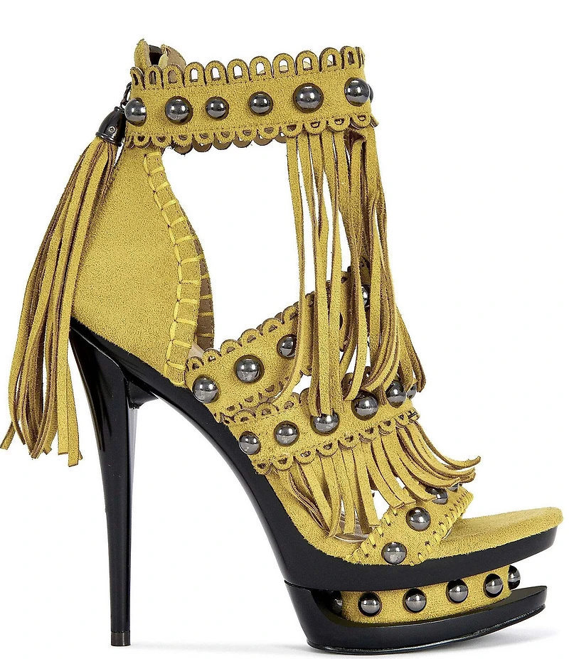 Azalea Wang Marova Studded Fringed Platform Sandals