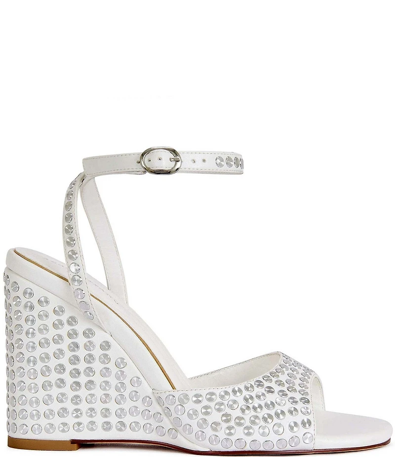 Azalea Wang Matteus Ankle Strap Studded Wedge Sandals