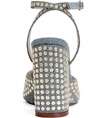 Azalea Wang Matteus Denim Ankle Strap Studded Wedge Sandals