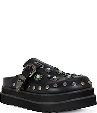 Azalea Wang Mavis Studded Buckle Strap Platform Mules