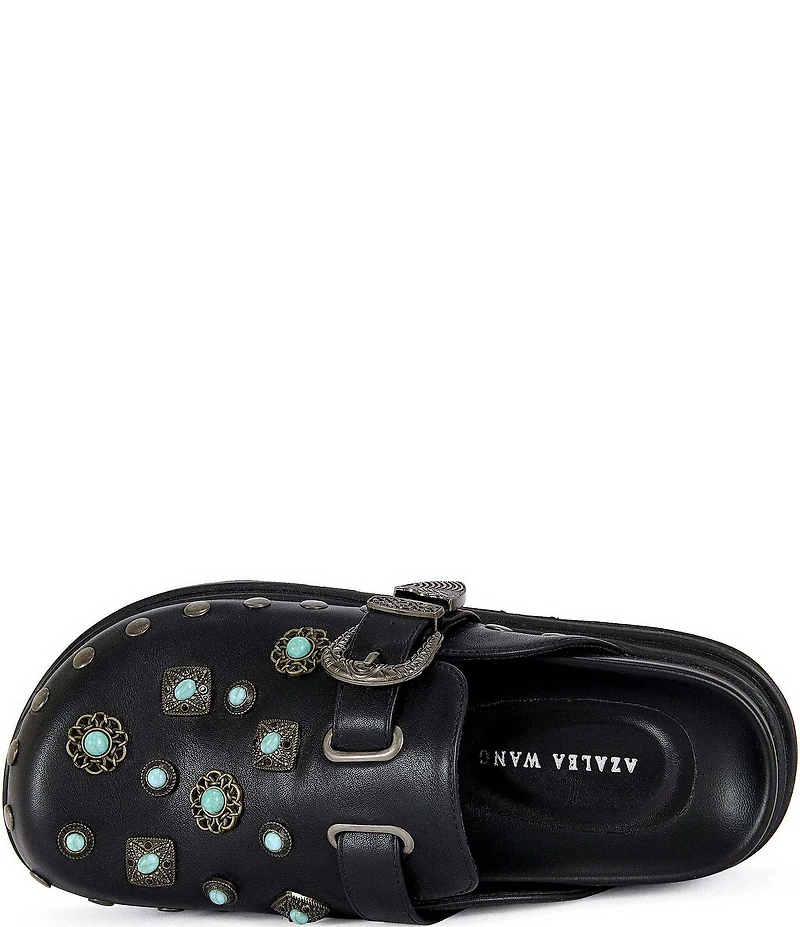 Azalea Wang Mavis Studded Buckle Strap Platform Mules