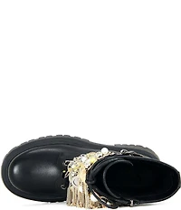 Azalea Wang Megumi Multi Ornamented Platform Combat Mid Calf Boots