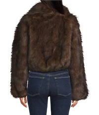 Azalea Wang Memphis Brown Faux Fur Shawl Collar Zip Front Bomber Jacket