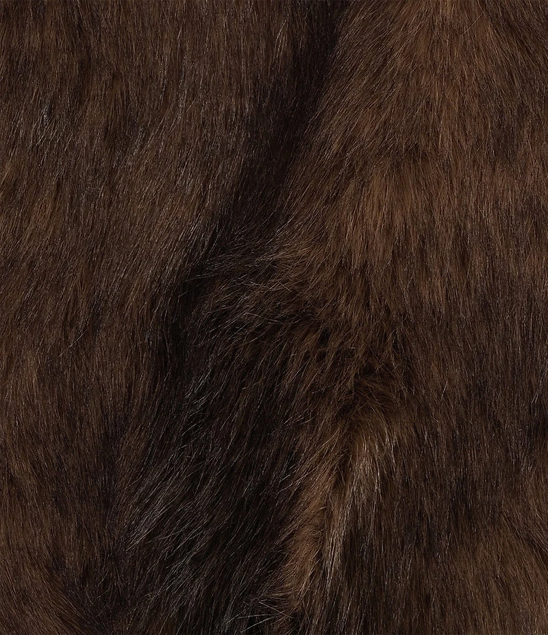 Azalea Wang Memphis Brown Faux Fur Shawl Collar Zip Front Bomber Jacket