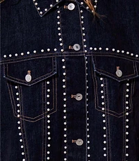 Azalea Wang Micah Studded Point Collar Denim Oversized Jacket