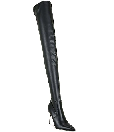 Azalea Wang Milandra Stretch Pointed Toe Stiletto Thigh High Boots
