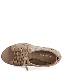 Azalea Wang Mirona Studded Open Toe Lace Up Booties