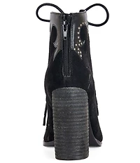 Azalea Wang Mirona Studded Open Toe Lace Up Booties