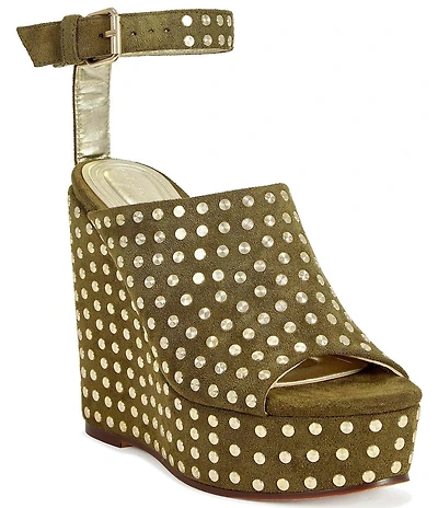 Azalea Wang Mirova Studded Ankle Strap Platform Wedge Sandals