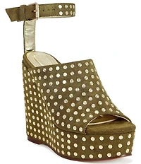 Azalea Wang Mirova Studded Ankle Strap Platform Wedge Sandals
