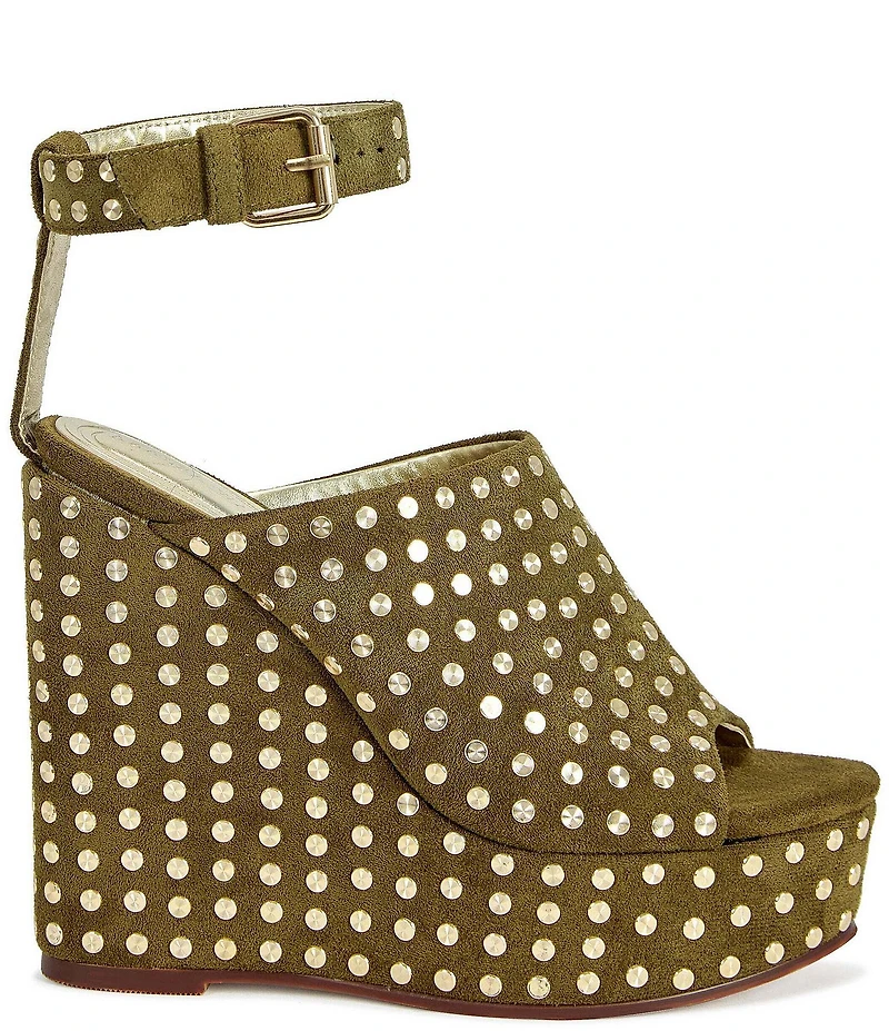 Azalea Wang Mirova Studded Ankle Strap Platform Wedge Sandals