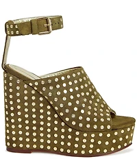 Azalea Wang Mirova Studded Ankle Strap Platform Wedge Sandals