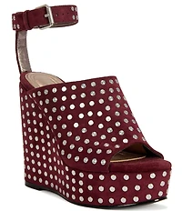 Azalea Wang Mirova Studded Ankle Strap Platform Wedge Sandals
