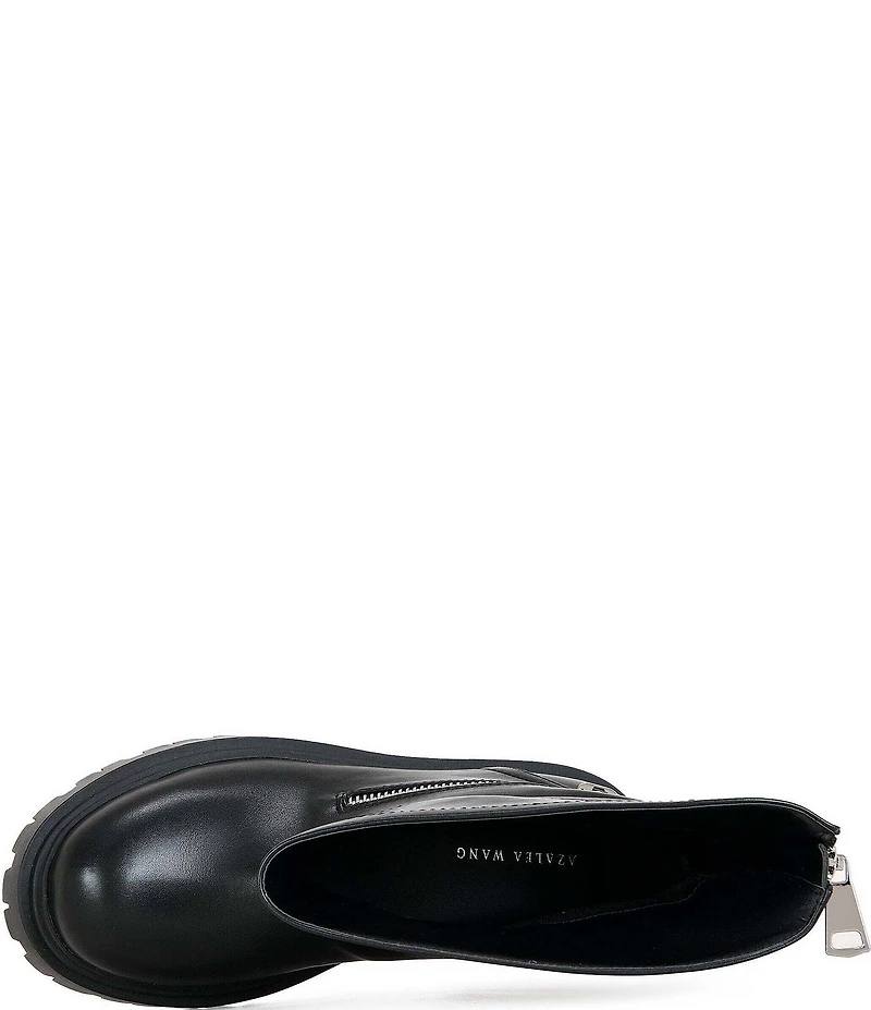 Azalea Wang Mohsen Dipped Shaft Zipper Moto Booties