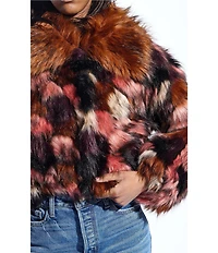 Azalea Wang Molly Retro Faux Fur Shawl Collared Oversize Crop Jacket
