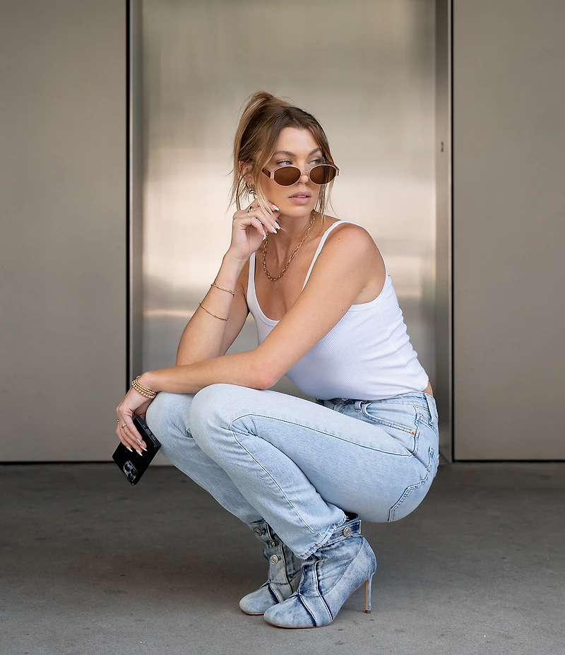 Azalea Wang Moriah Denim Booties
