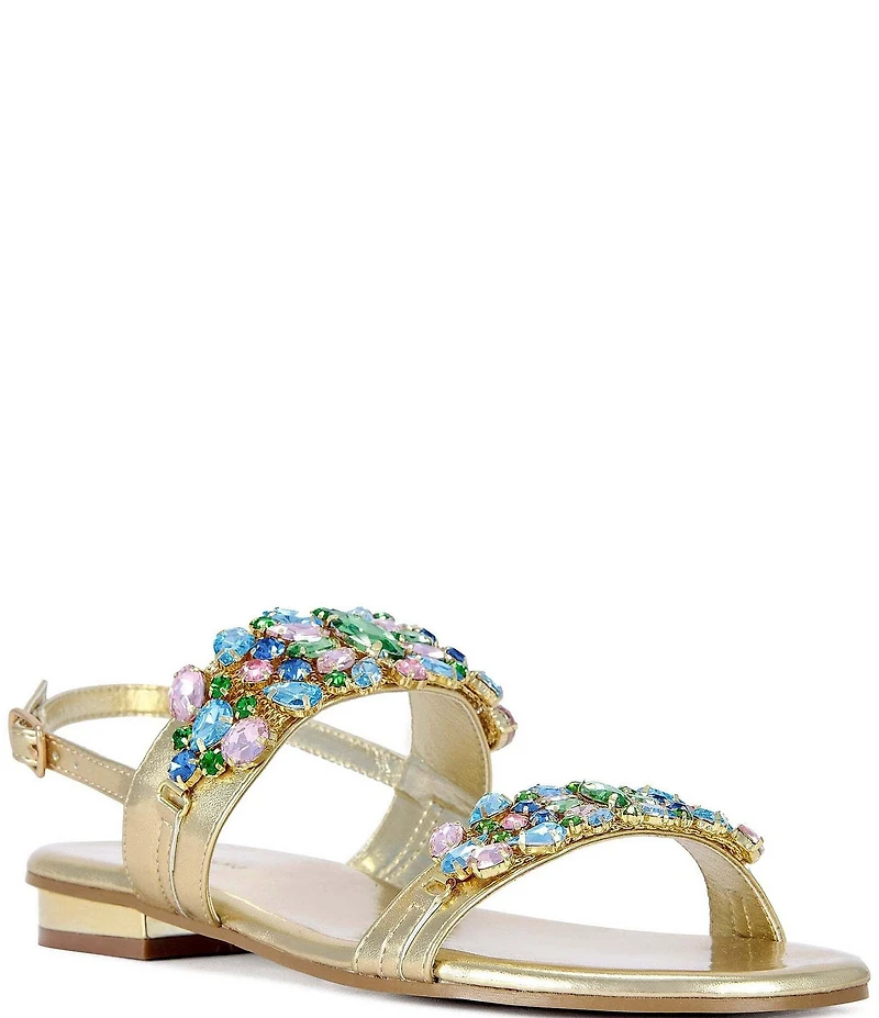 Azalea Wang Moselle Metallic Multi Jeweled Slingback Sandals