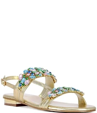Azalea Wang Moselle Metallic Multi Jeweled Slingback Sandals