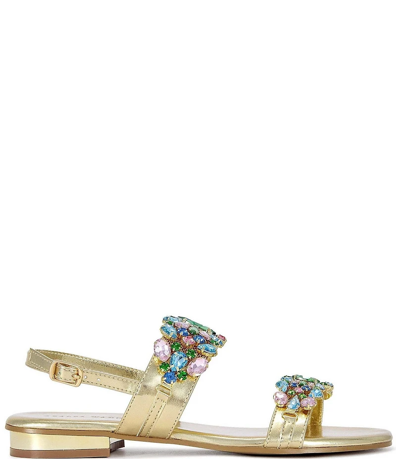 Azalea Wang Moselle Metallic Multi Jeweled Slingback Sandals