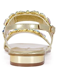 Azalea Wang Moselle Metallic Multi Jeweled Slingback Sandals