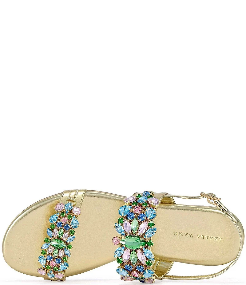Azalea Wang Moselle Metallic Multi Jeweled Slingback Sandals