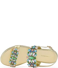 Azalea Wang Moselle Metallic Multi Jeweled Slingback Sandals