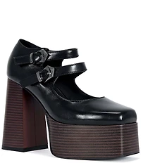 Azalea Wang Moxie Double Strap Block Heel Platform Mary Janes