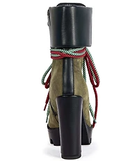 Azalea Wang Muffler Hiker Lace Block Heel Lug Platform Booties