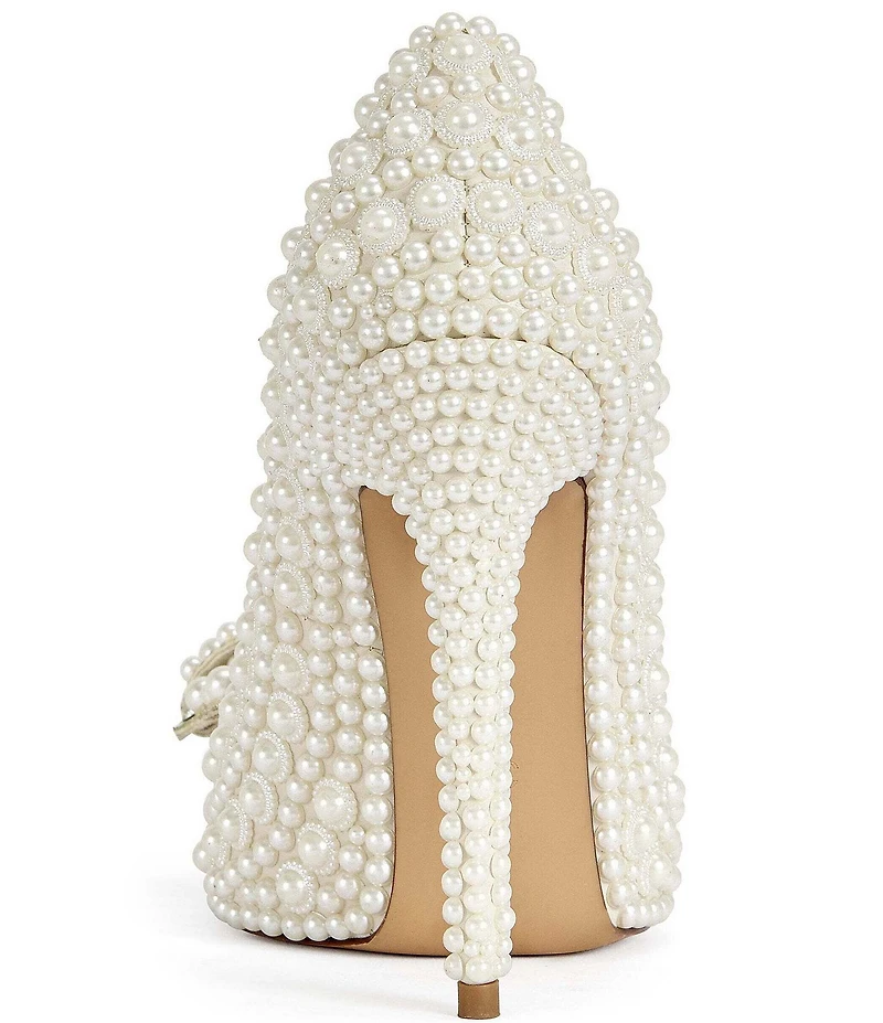 Azalea Wang Naamah Pearl Embellished Bow Pointed Toe Pumps