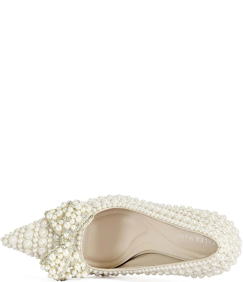 Azalea Wang Naamah Pearl Embellished Bow Pointed Toe Pumps