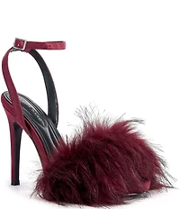 Azalea Wang Nadia Faux Fur Ankle Strap Dress Sandals
