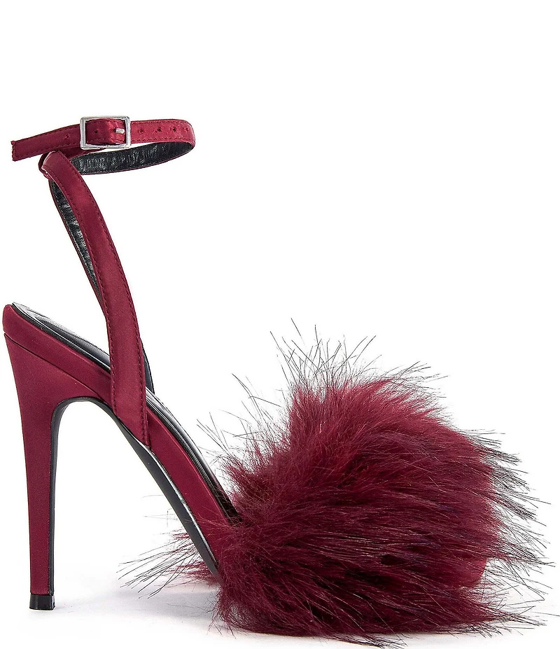 Azalea Wang Nadia Faux Fur Ankle Strap Dress Sandals