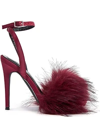 Azalea Wang Nadia Faux Fur Ankle Strap Dress Sandals