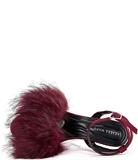 Azalea Wang Nadia Faux Fur Ankle Strap Dress Sandals