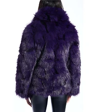 Azalea Wang Nago Purple Faux Fur Shawl Collared Oversize Coat