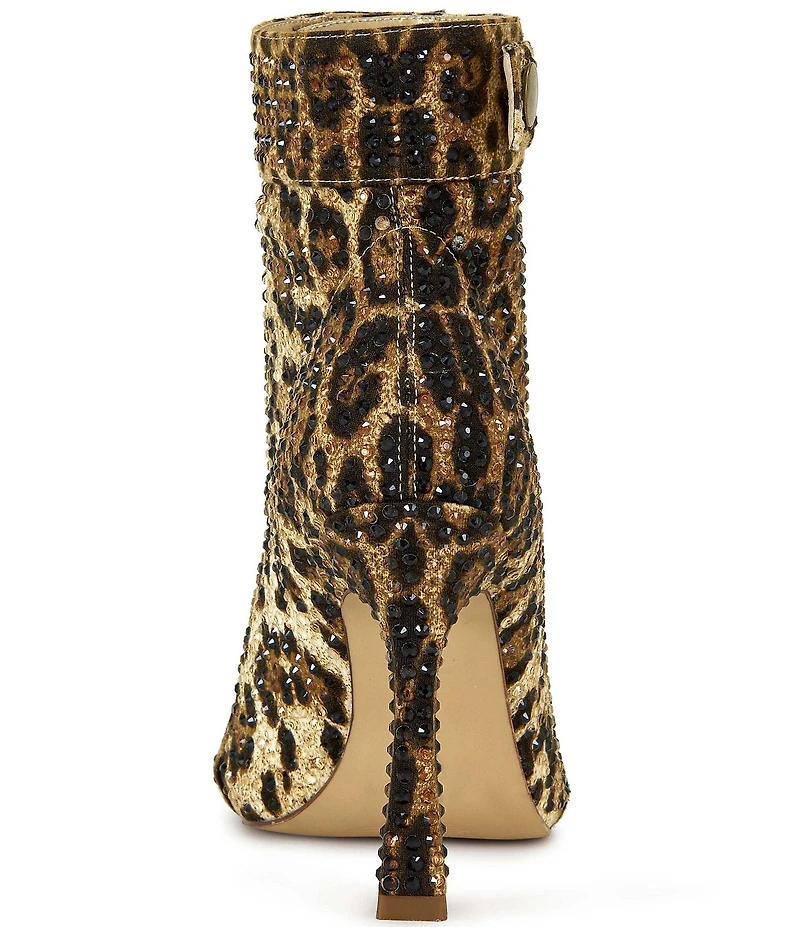 Azalea Wang Naily Cheetah Rhinestone Peep Toe Booties