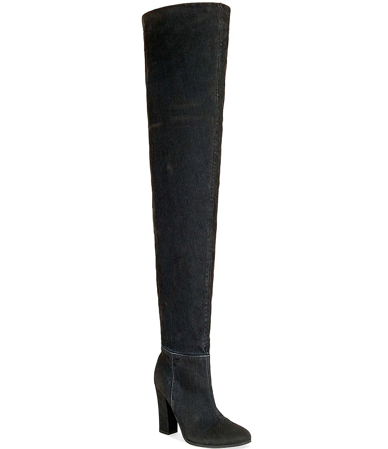 Azalea Wang Nanette Denim Slouchy Thigh High Boots