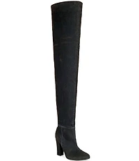 Azalea Wang Nanette Denim Slouchy Thigh High Boots