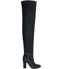 Azalea Wang Nanette Denim Slouchy Thigh High Boots