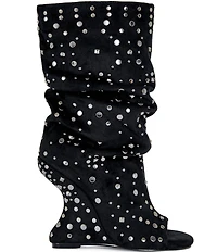 Azalea Wang Naomani Studded Peep Toe Wedge Boots