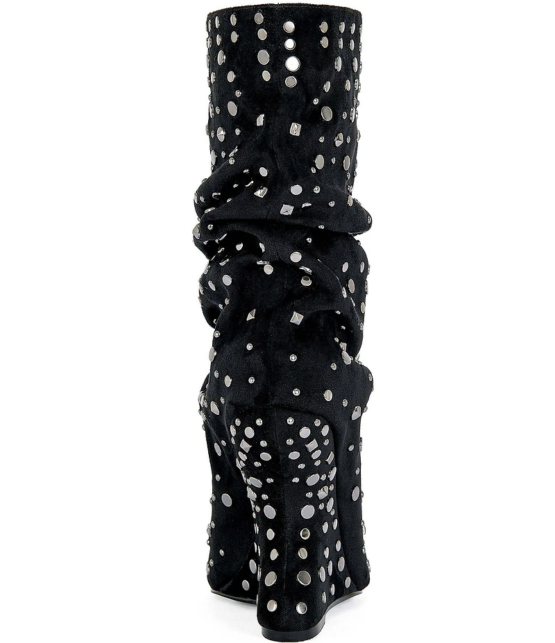 Azalea Wang Naomani Studded Peep Toe Wedge Boots