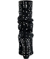 Azalea Wang Naomani Studded Peep Toe Wedge Boots