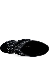 Azalea Wang Naomani Studded Peep Toe Wedge Boots