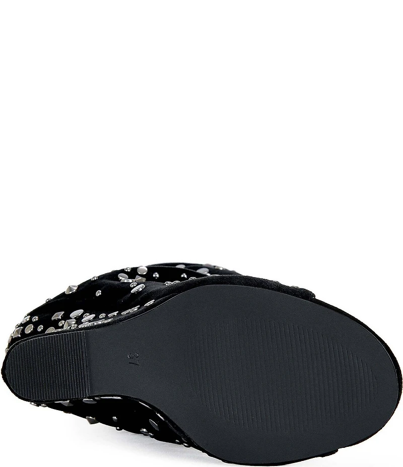 Azalea Wang Naomani Studded Peep Toe Wedge Boots