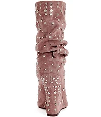 Azalea Wang Naomani Studded Peep Toe Wedge Boots