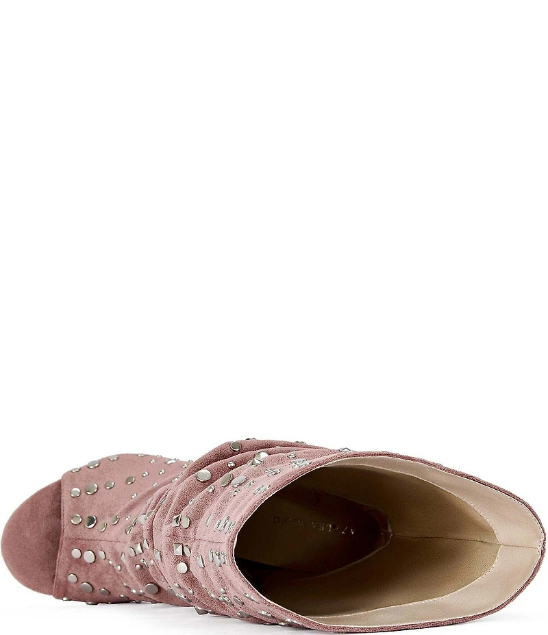 Azalea Wang Naomani Studded Peep Toe Wedge Boots