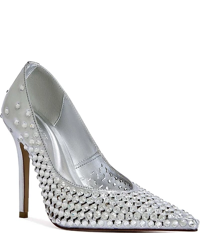 Azalea Wang Naos Metallic Rhinestone Cut Out Dress Pumps