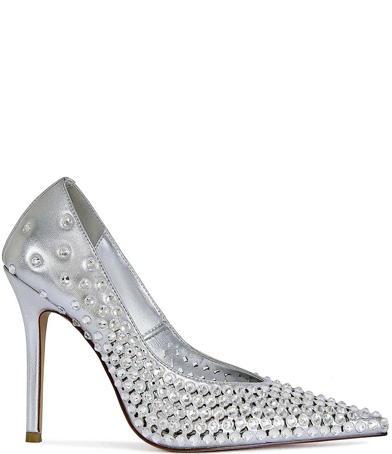 Azalea Wang Naos Metallic Rhinestone Cut Out Dress Pumps